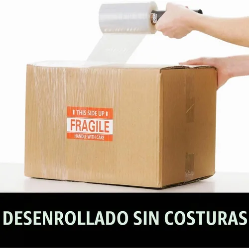 Vista 5 de GORILLA GRIP Rollo de envoltura retráctil 500% con asa, película elástica de plástico de 5 pulgadas y 500 pies, suministros de mudanza