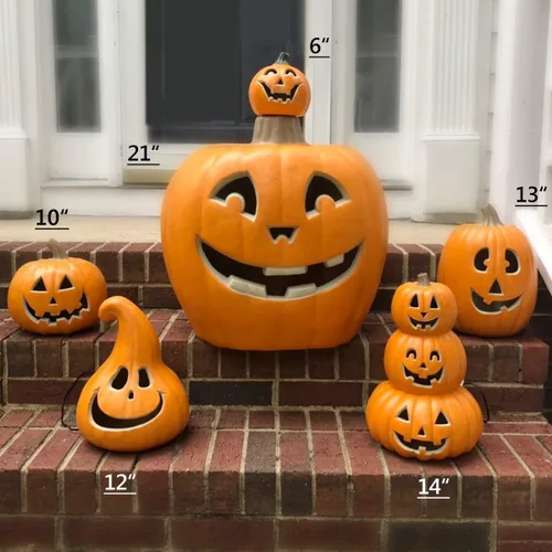 Vista 7 de Jack-o-Linterna - Linterna encendida Jack O - Linterna de calabaza preiluminada con cordón certificado ETL y 2 fusibles - 6 tamaños Perfecto