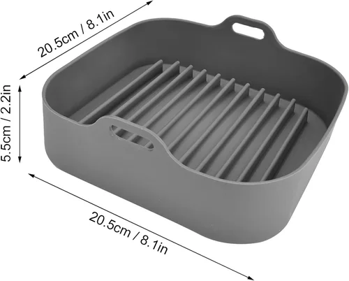 Vista 4 de Zerodis Olla de silicona para freidora de aire, cesta cuadrada de silicona para freidora de aire, accesorios de repuesto para revestimientos
