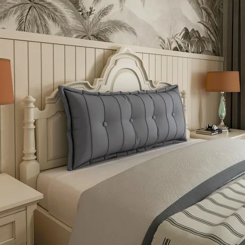 Vista 18 de Johnear Almohada de cabecera negra de felpa para lectura, almohada de apoyo para la espalda, almohada para cama sentada, sofá cama para adultos