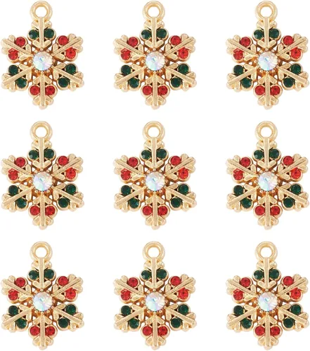 Vista 9 de Cheriswelry Colgantes colgantes de esmalte de aleación de Navidad, dijes de metal, encantadores adornos colgantes para manualidades, pulseras