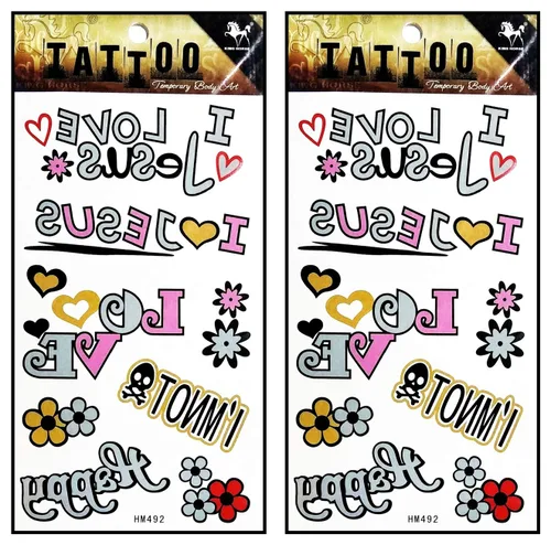 Vista 9 de Tatuajes 2 hojas azul rosa serpiente dragón calavera ala temporal tatuajes arte corporal pegatinas falsas impermeables extraíbles