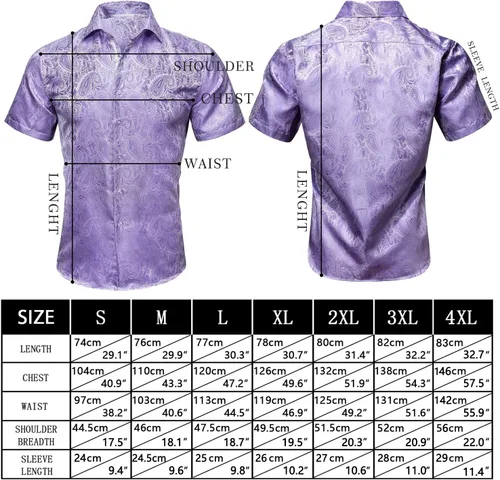 Vista 8 de YOHOWA Camisa de seda para hombre, diseño de cachemira floral, jacquard, manga corta, con botones, formal, informal, para bodas, fiestas