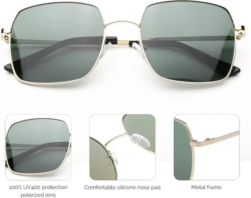 Vista 6 de JOO'RTI Polarized Square Oversized Sunglasses UV Protection for WomenMen