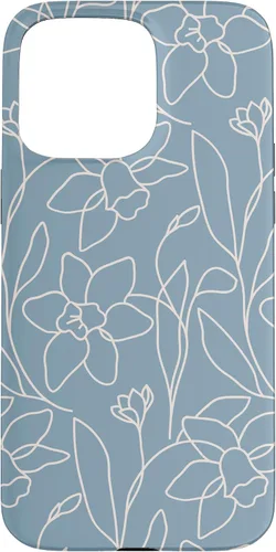 Vista 31 de Poppy Flower Line Art Modern Leaves Boho Light Blue Case for iPhone 17