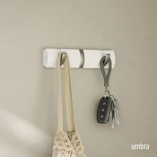Vista 2 de Umbra Flip - Perchero de pared con 3 ganchos Blanco/Níquel