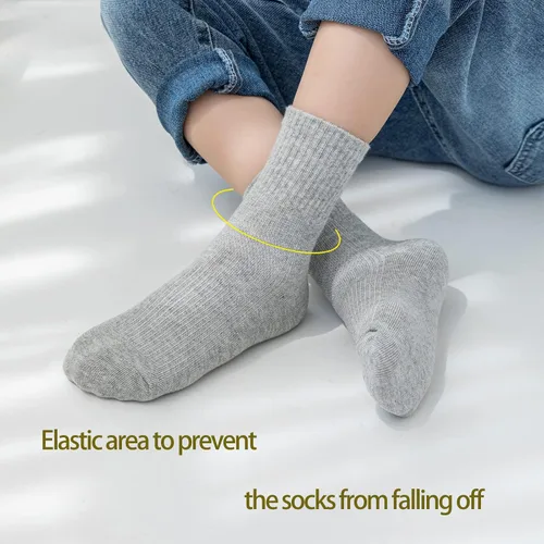 Vista 5 de QIYIENDIAN 5 pares de calcetines cálidos y acogedores con dibujos animados, colores sólidos para niños de 1 a 10 años