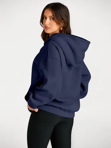 Vista 22 de Trendy Queen - Sudaderas extragrandes con capucha para mujer, suéteres de manga larga, sin botones, de vellón, de otoño, ropa de invierno