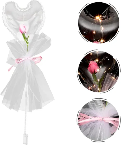 Vista 4 de Decoración de boda, 2 globos LED en forma de corazón, globos transparentes, globos transparentes para fiesta de cumpleaños, fiesta de cumpleaños