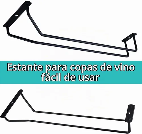 Vista 7 de Estante para copas de vino de hierro negro de 13.4 pulgadas debajo del gabinete