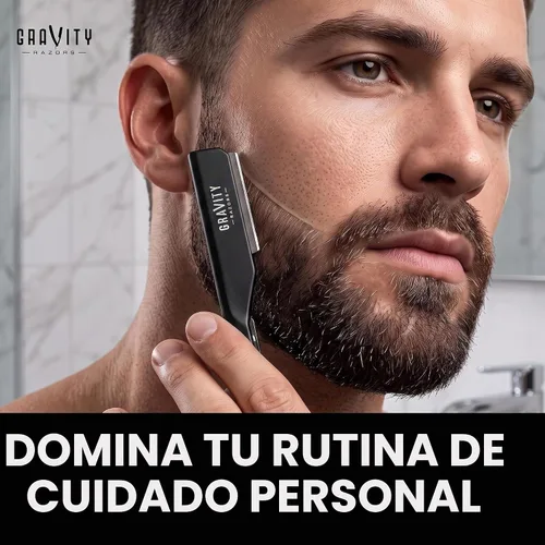 Vista 8 de Kit de afeitado manual GRAVITY RAZORS Profesional – Exposición Ultra, Incluye 10 Hojas Premium, 2mm Expuestas, Negro Mate