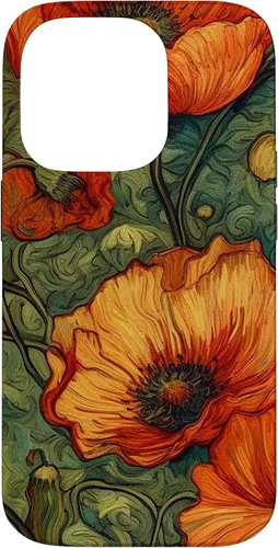 Vista 17 de iPhone 16 Floral Van Gogh Style Poppy Flower Case