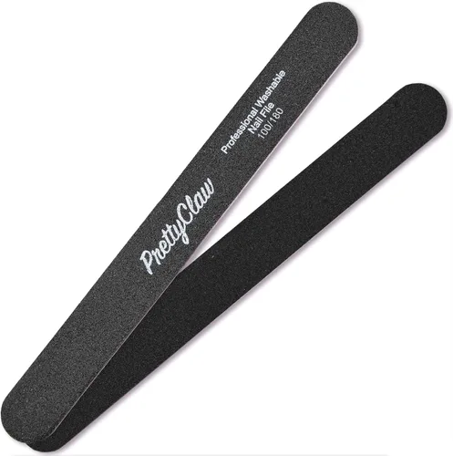 Vista 3 de PrettyClaw 10 limas de uñas profesionales de grano 100/180, lima de uñas acrílicas rectas negras, centro de plástico, tablero de esmeril de doble