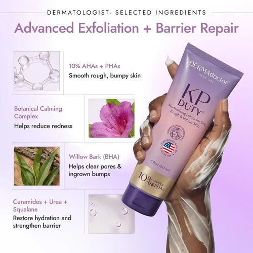 Vista 6 de DERMAdoctor KP Bump Eraser Keratosis Pilaris Loción – Crema KP suave para brazos y cuerpo completo Loción para la piel áspera y con baches
