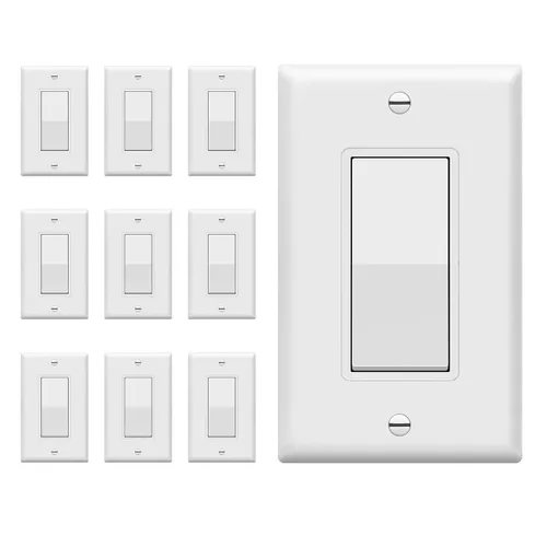 Vista 31 de ENERLITES - Interruptor de palanca decorativo de encendido/apagado con placas de pared, unipolar, 3 cables, tornillo de conexión a tierra, grado