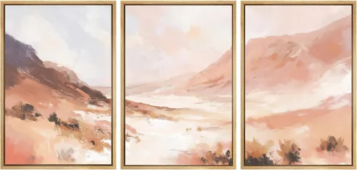 Vista 138 de SIGNWIN Lienzo enmarcado para pared, juego de arte abstracto de serenidad costera, ilustraciones abstractas junto al mar, arte moderno, decorativo