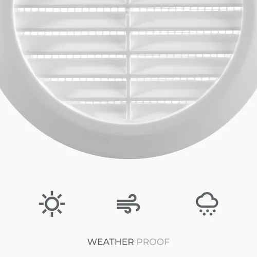 Vista 7 de Paquete de 5 rejillas de ventilación redondas de plástico blanco de 4 pulgadas - Rejilla de ventilación de aire - Cubierta de rejilla - Malla