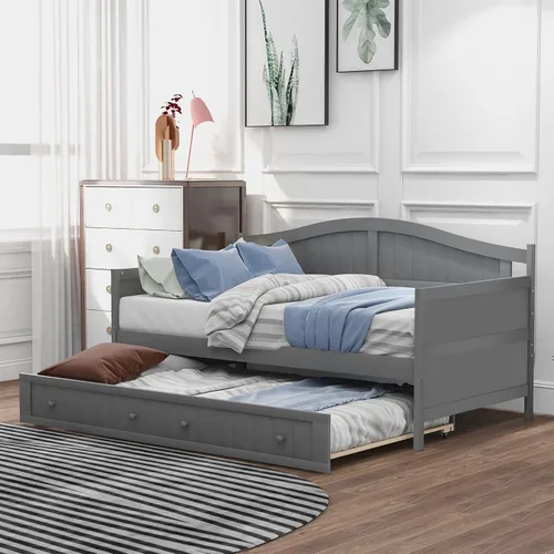 Vista 11 de Harper & Bright Designs Sofá cama individual con cama nido, marco de sofá cama individual de madera para dormitorio, habitación de invitados, sala