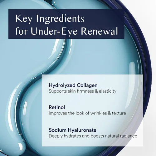 Vista 4 de Parches debajo de los ojos para ojos: 30 pares de mascarillas de gel para ojos hinchados y bolsas con colágeno de retinol - iluminador de ojos