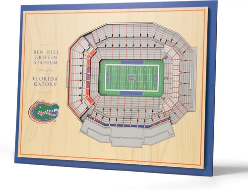Vista 43 de YouTheFan - Póster para pared de la NCAA, vista de estadio en 3D de 5 niveles, Marrón