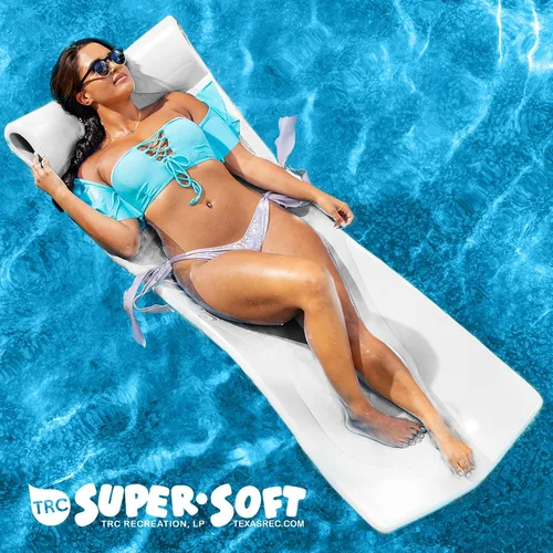Vista 7 de TRC Recreation Foam Swimming Pool Float, Floating Water Lounger, Splash 1.25” Blanco
