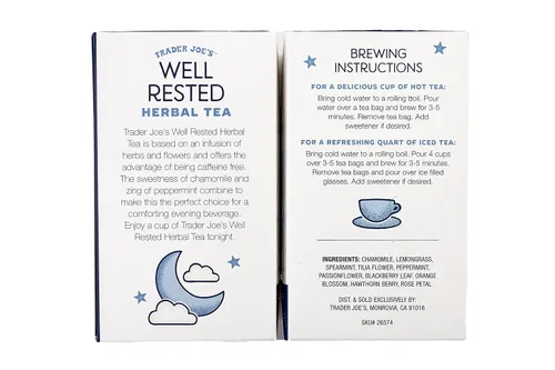 Vista 2 de Trader Joe's Té de hierbas bien descansado sin cafeína 20 bolsas