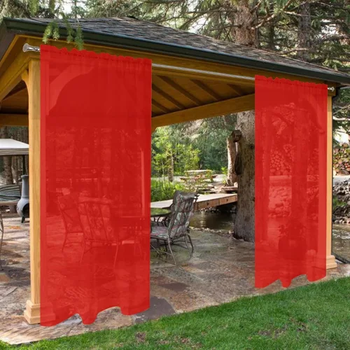 Vista 24 de SpaceDresser - Cortinas transparentes impermeables para exterior para patio - 2 paneles con bolsillo para barra, cortinas de gasa transparentes