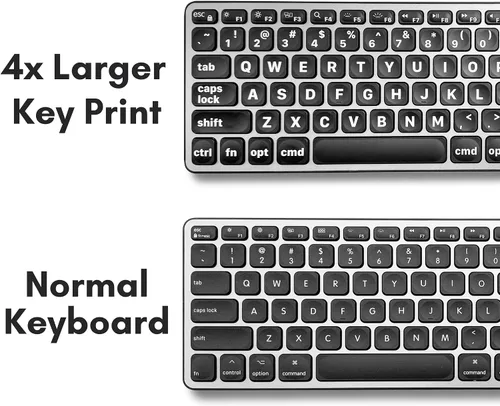 Vista 3 de Teclado con cable Macally para Mac (USB C + A) - Letra grande e retroiluminada para Apple - Teclado USB C de 107 teclas de tamaño completo