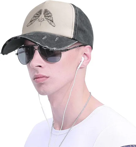 Vista 3 de Angel Wings and Heart Baseball Cap for Men Women Hats Adjustable Vintage Washed Cotton Dad Hat