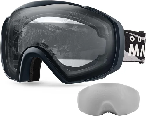 Vista 14 de OutdoorMaster - Gafas de esquí con cubierta, antivaho OTG para nieve/snowboard La cubierta integrada ayuda a proteger la lente, con ajuste OTG