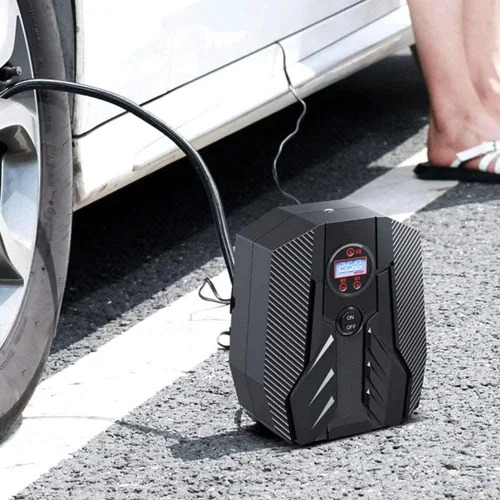Vista 3 de Compresor de aire portátil, mini inflador, bomba eléctrica de 12 V, 150 PSI, inflador de neumáticos automático portátil de presión para automóviles