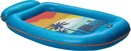 Vista 8 de Aqua - Flotador inflable con contorno de 18 bolsillos, tela de lujo, flotador de piscina para sentarse al sol, alta resistencia, color helechos
