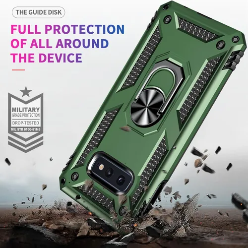 Vista 3 de Funda para Samsung Galaxy S10e: Galaxy S10e con protector de pantalla - Fundas protectoras de grado militar con soporte de anillo de dedo