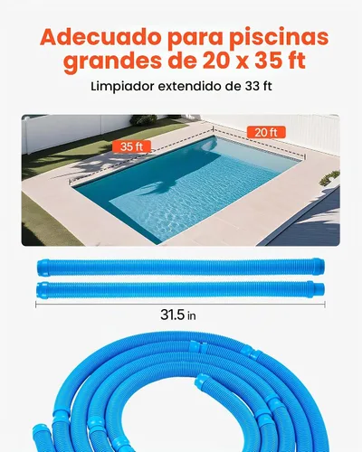 Vista 4 de VEVOR Limpiador de piscina de succión, aspiradora automática de piscina, limpiador automático de piscina lateral de succión, barredora de piscina