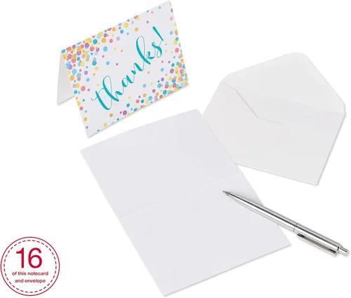 Vista 3 de Papyrus Tarjetas de agradecimiento con sobres, confeti (16 unidades)