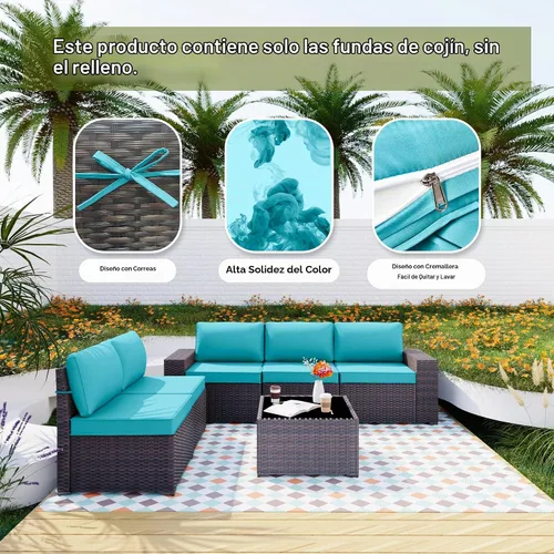 Vista 4 de ALAULM 11 fundas de cojín de repuesto, impermeables y a prueba de salpicaduras, para muebles de exterior, con cremalleras, solo fundas