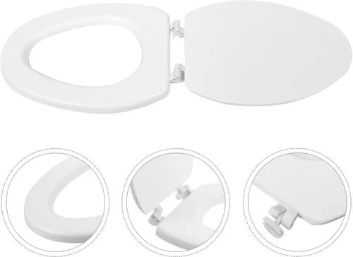 Vista 4 de DOITOOL Asiento de inodoro redondo para asiento de inodoro, bisagras de liberación rápida, cierre lento, funda de repuesto resistente Eva Accesorios