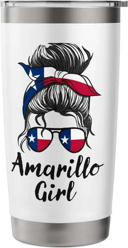Vista 3 de Amarillo Texas - Vaso aislado de acero inoxidable para mujer y niña