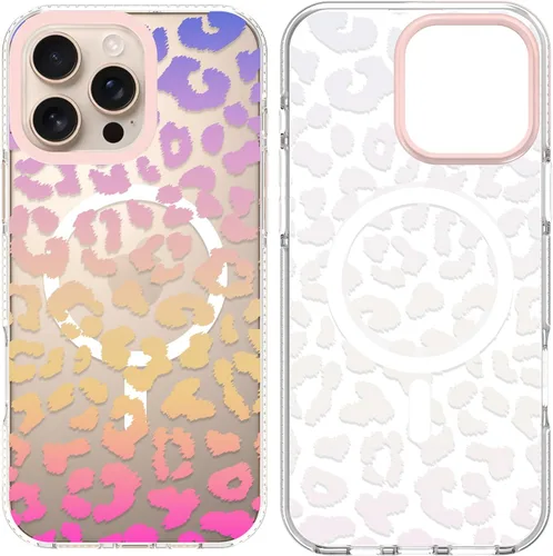Vista 32 de SAKUULO Funda magnética para iPhone 11 Pro Max [Compatible con MagSafe] Patrón de Estampado de Leopardo Gris Claro Funda de Carga Inalámbrica