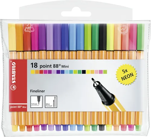 Vista 10 de STABILO - point 88 Mini - Fineliner - Pack de 8 - Colores surtidos Multicolor