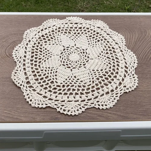 Vista 5 de Hsvanyr Mantel redondo de algodón, protector para mesitas de noche, manteles individuales para centros de mesa, tapetes, cuencos de vidrio