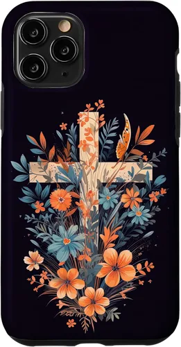 Vista 29 de Boho Floral Christian Cross Jesus God Wild Flower Women Case for iPhone 16