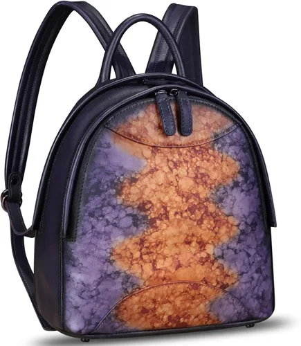 Vista 8 de IVTG Mochila de cuero genuino para mujer, estilo vintage, de cuero real, mochila de moda para hombro