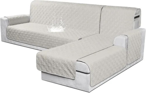 Vista 15 de VANSOFY Fundas para Sofá Seccional 100% Impermeables Funda Deslizable para Sofá en Forma de L 3 Piezas Reversible Funda para Chaise Lounge para Sofá