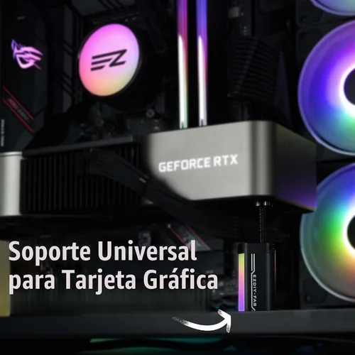 Vista 4 de EZDIY-FAB Soporte de soporte de GPU,Soporte de tarjeta gráfica ARGB de 5V 3PIN, Soporte de soporte de GPU altura ajustable,Soporte de aluminio