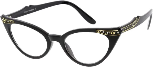 Vista 2 de zeroUV Gafas de ojo de gato con cristales transparentes con diamantes de imitación retro para mujer, 2.008 in