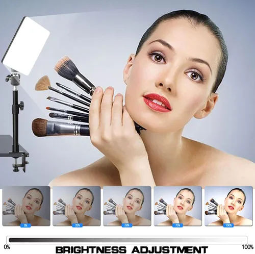 Vista 3 de Luz LED de video bicolor para escritorio, luz clave con soporte de abrazadera en C, 2700K-5700K regulable, control remoto inalámbrico, iluminación