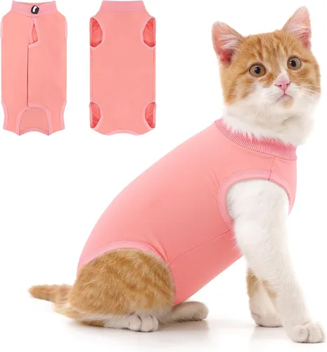 Vista 7 de Traje de recuperación para gatos para heridas abdominales o enfermedades de la piel, mameluco de gato para gatos después de la cirugía, traje