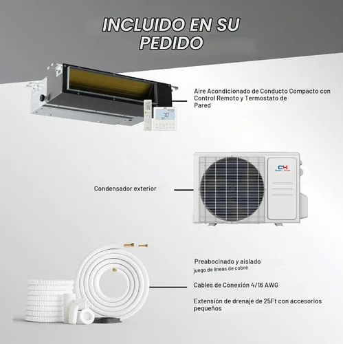 Vista 5 de Cooper & Hunter Sistema de aire acondicionado/calefacción mini split de conducto delgado oculto de 9,000 BTU, bomba de agua incorporada, precargada