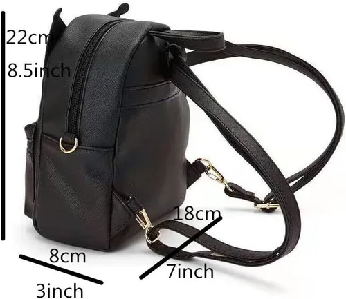 Vista 5 de RULEBAG Mini mochilas lindas de felpa peluda mochilas para niñas mochilas para niños mochila kawaii gran regalo, Poliuretano negro, Computadora